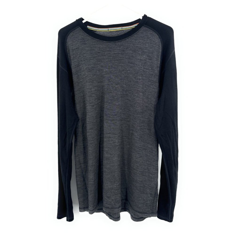 Smartwool Shirt Mens XL Merino Wool Base Layer Sport Long Sleeve Black Gray